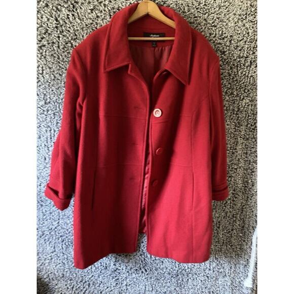 Stephanie Mathews Vintage Long Wool Coat Black Single Breasted, size 3X - Picture 16 of 16